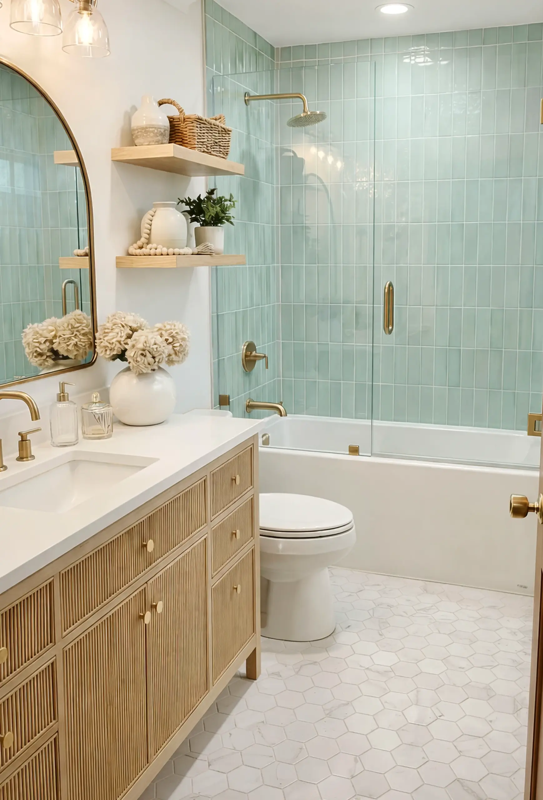 Fresh green entry adds a clear layer of rhythm, helping the wall feel personal and relaxed.
