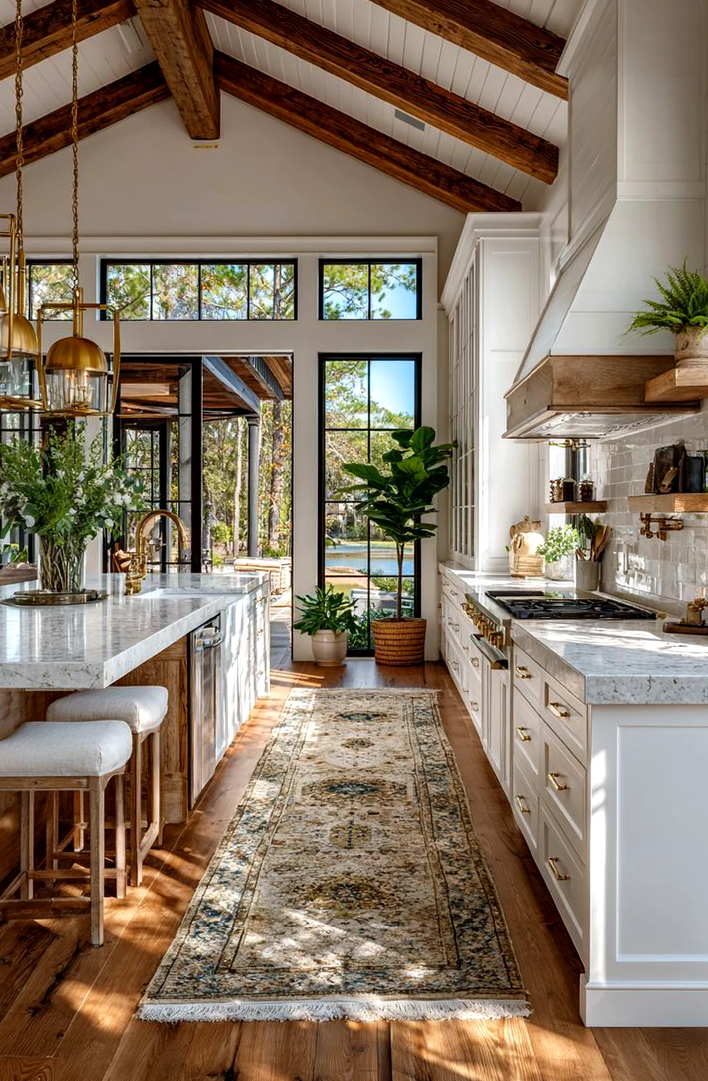Quiet decorative mirror gives the table more order, so the whole view feels settled and welcoming.