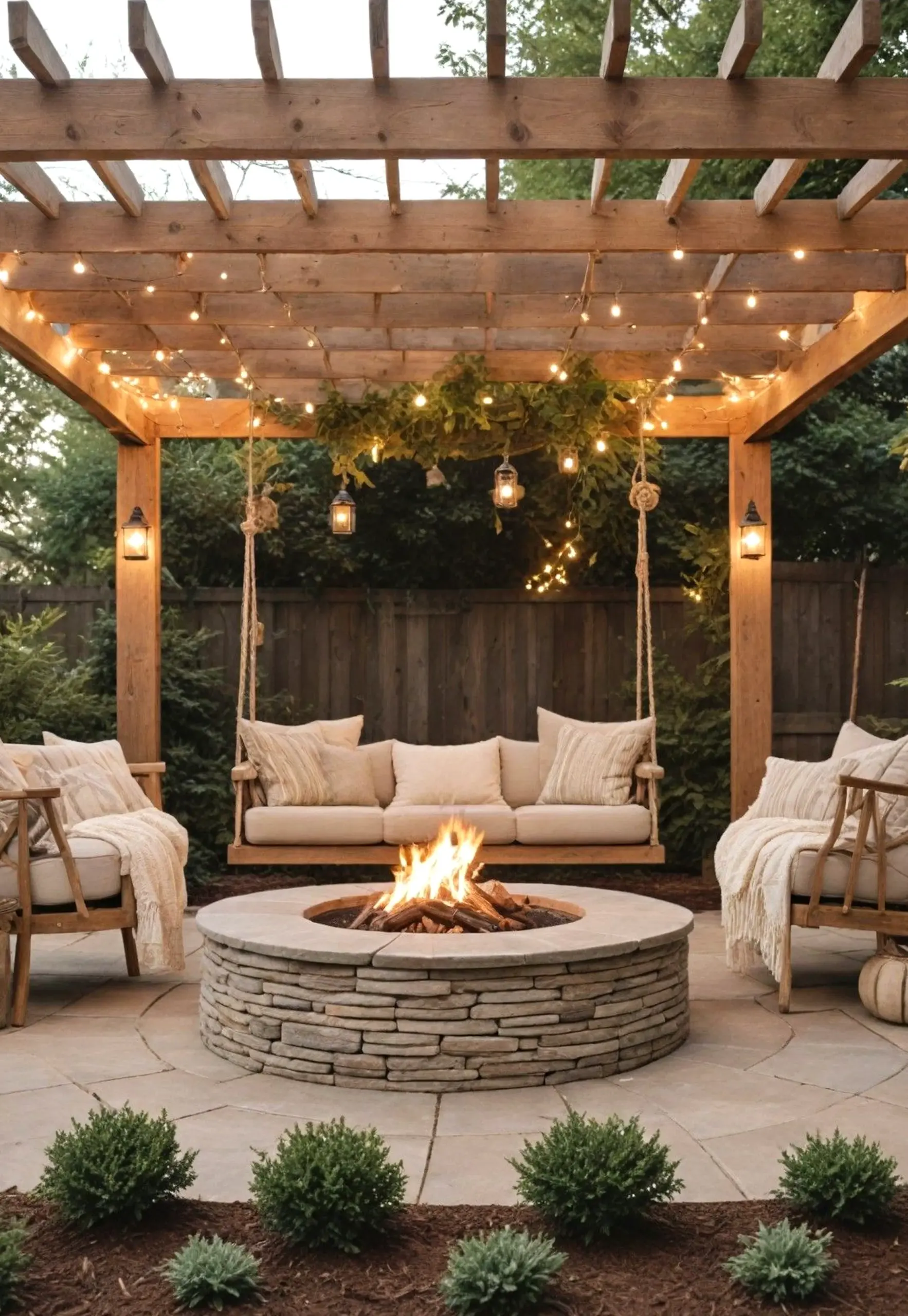 Inviting storage corner adds warmth across the outdoor space, giving the decor a finish that feels open and lived-in.