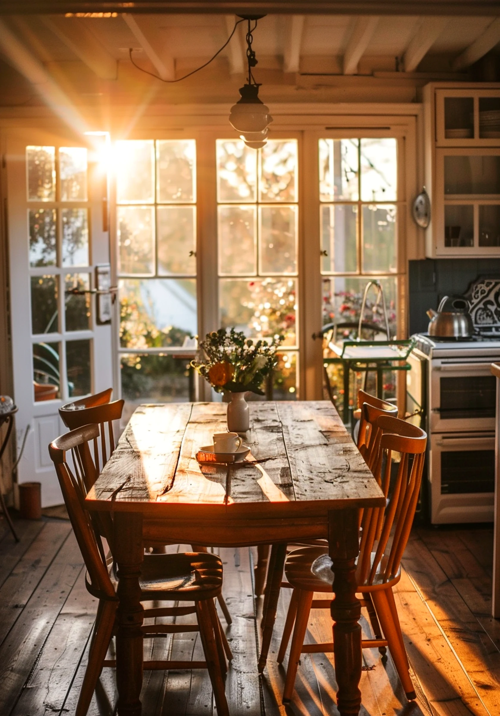 Sunny window seat introduces light into the corner, keeping the atmosphere quietly finished.