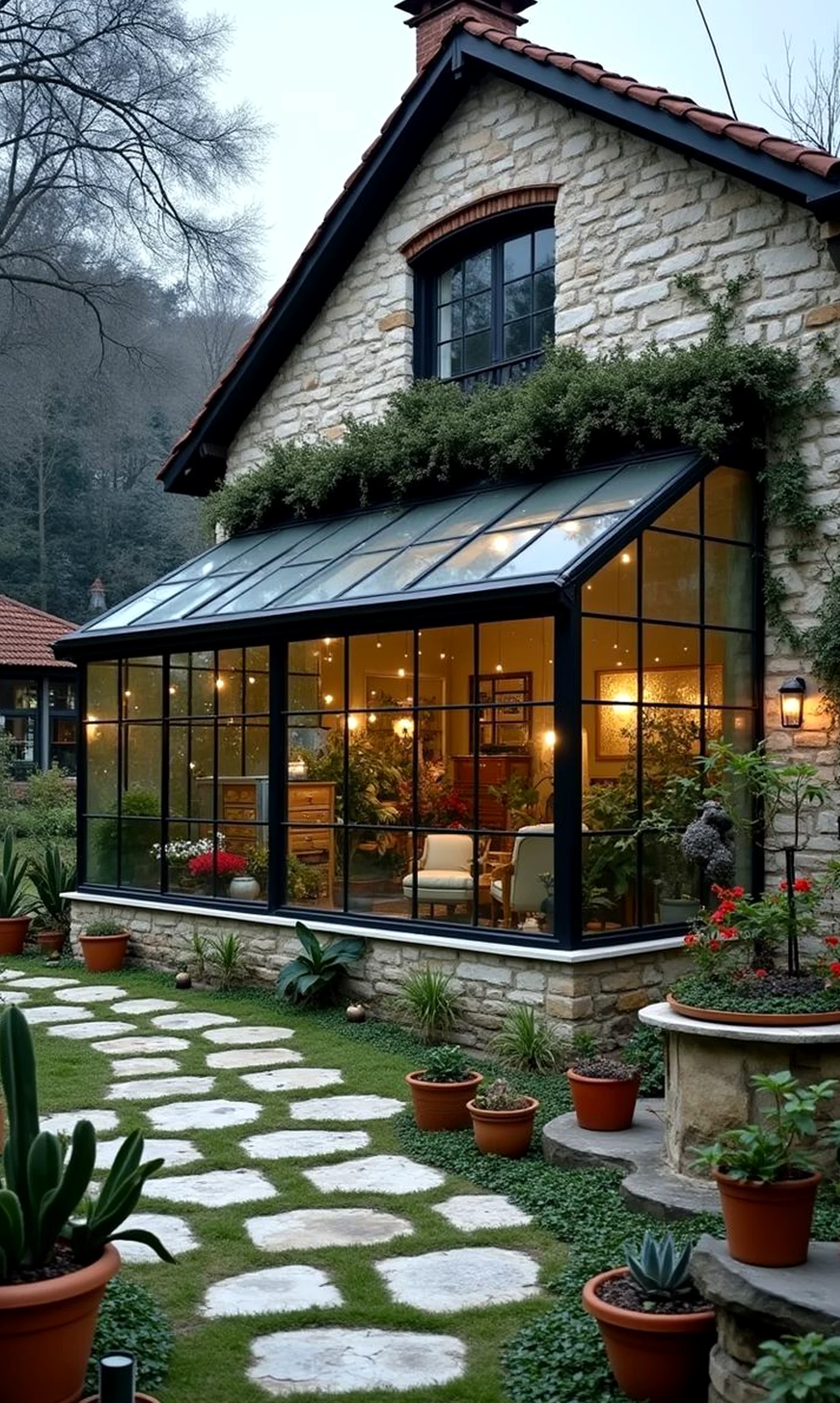 Balanced storage corner introduces freshness into the outdoor space, keeping the atmosphere pleasantly composed.