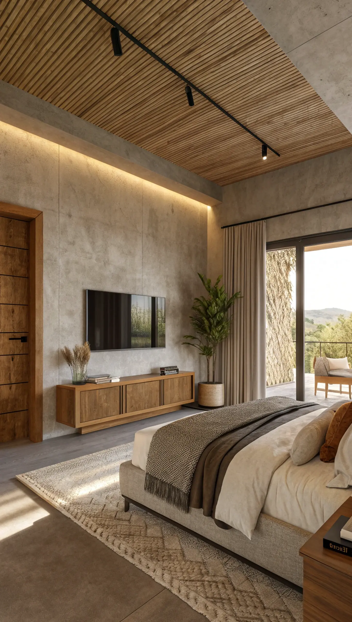 Warm compact workspace brings texture to the corner, creating a mood that feels simple yet expressive.