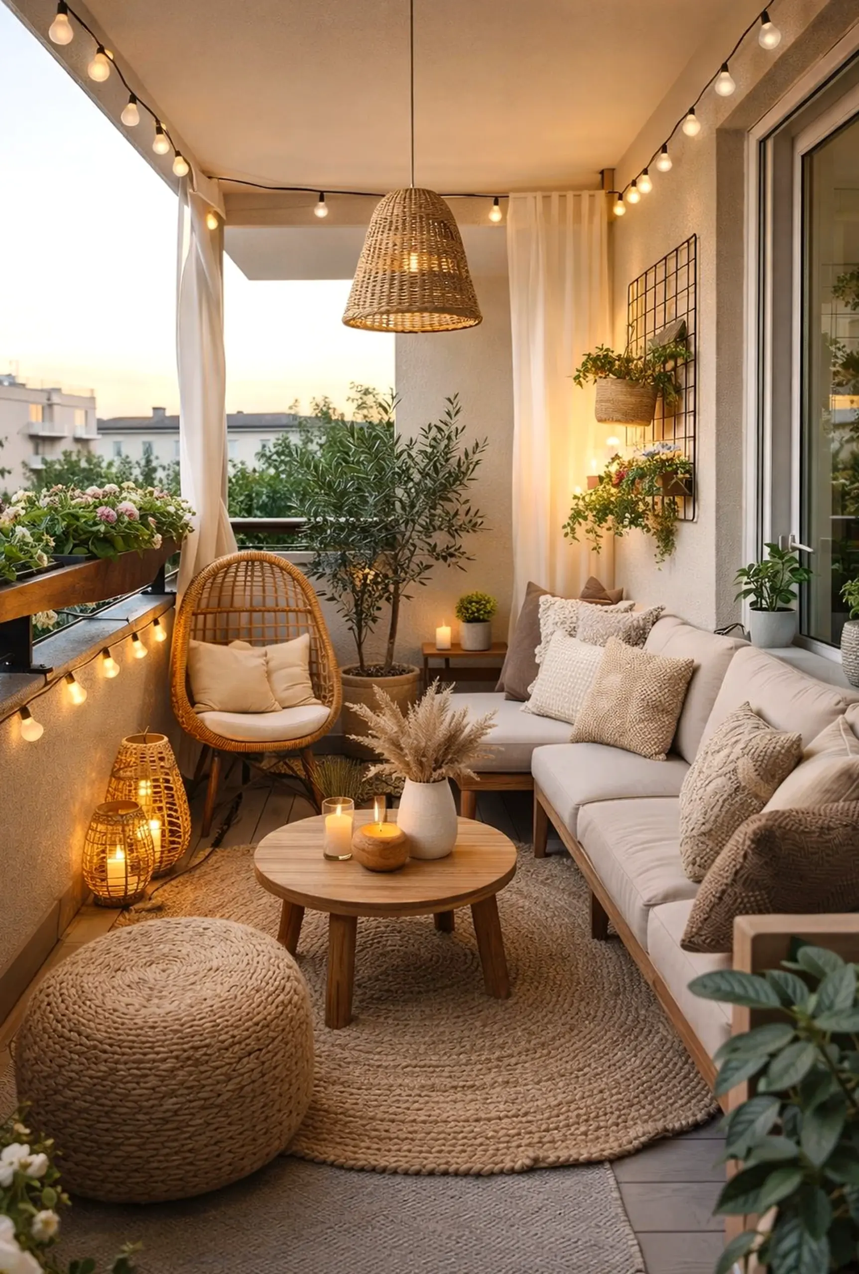 Graceful tile detail brings order to the sitting area, creating a mood that feels comfortable in daily use.