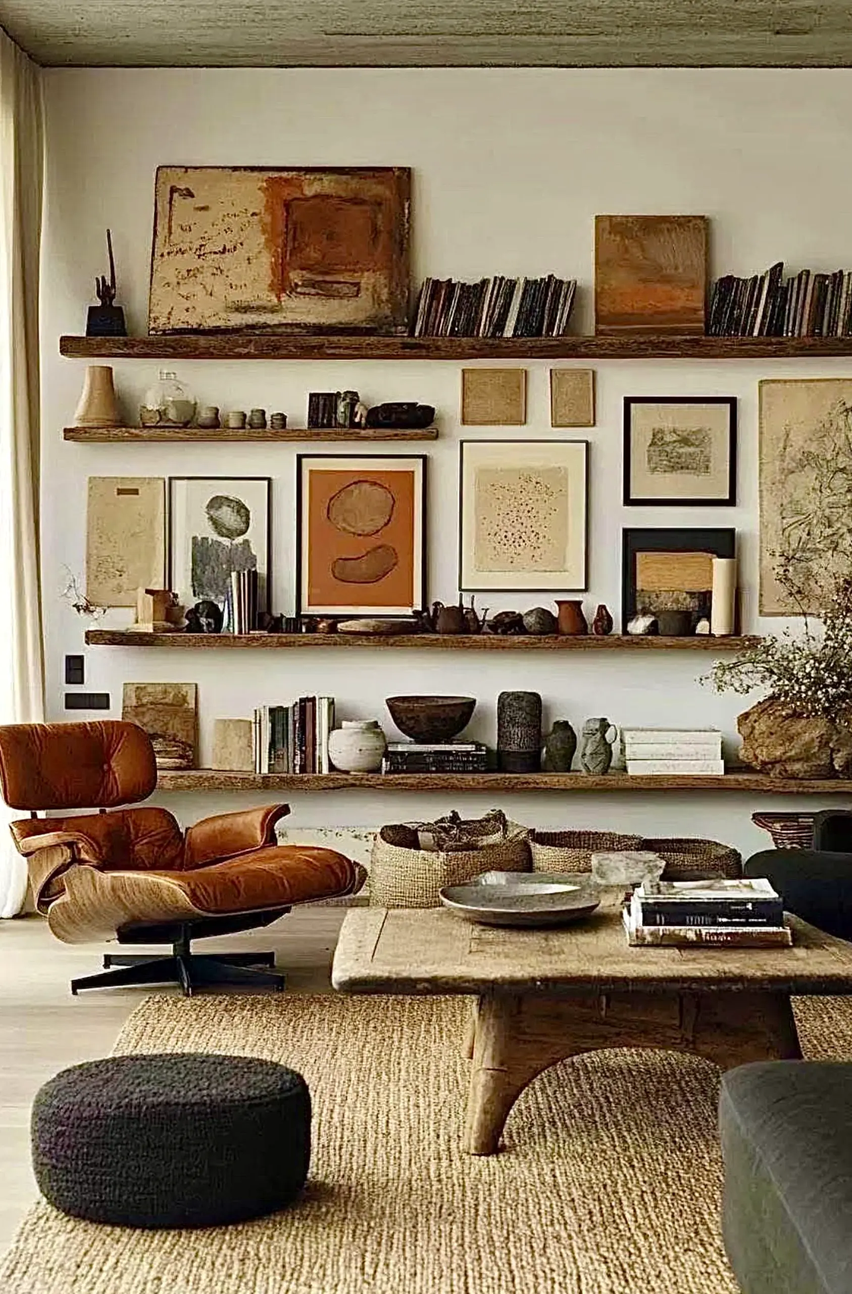 Polished cabinet wall adds contrast across the room, giving the decor a finish that feels ready for quiet use.