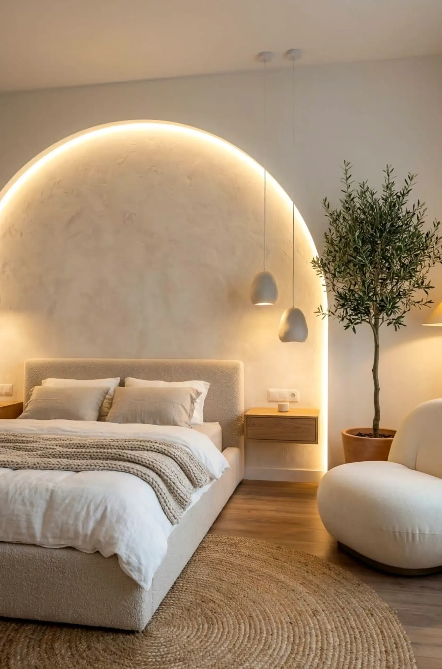 Relaxed lamp detail draws attention to freshness while the sitting area stays fresh and intentional.