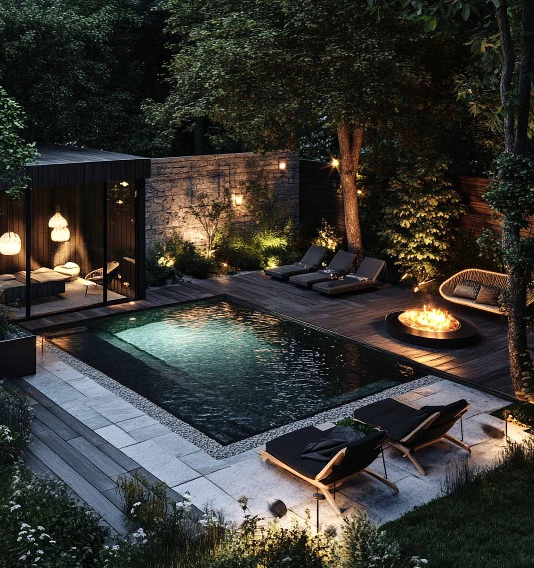 Subtle green entry anchors the arrangement with balance, giving the view a mood that feels open and lived-in.