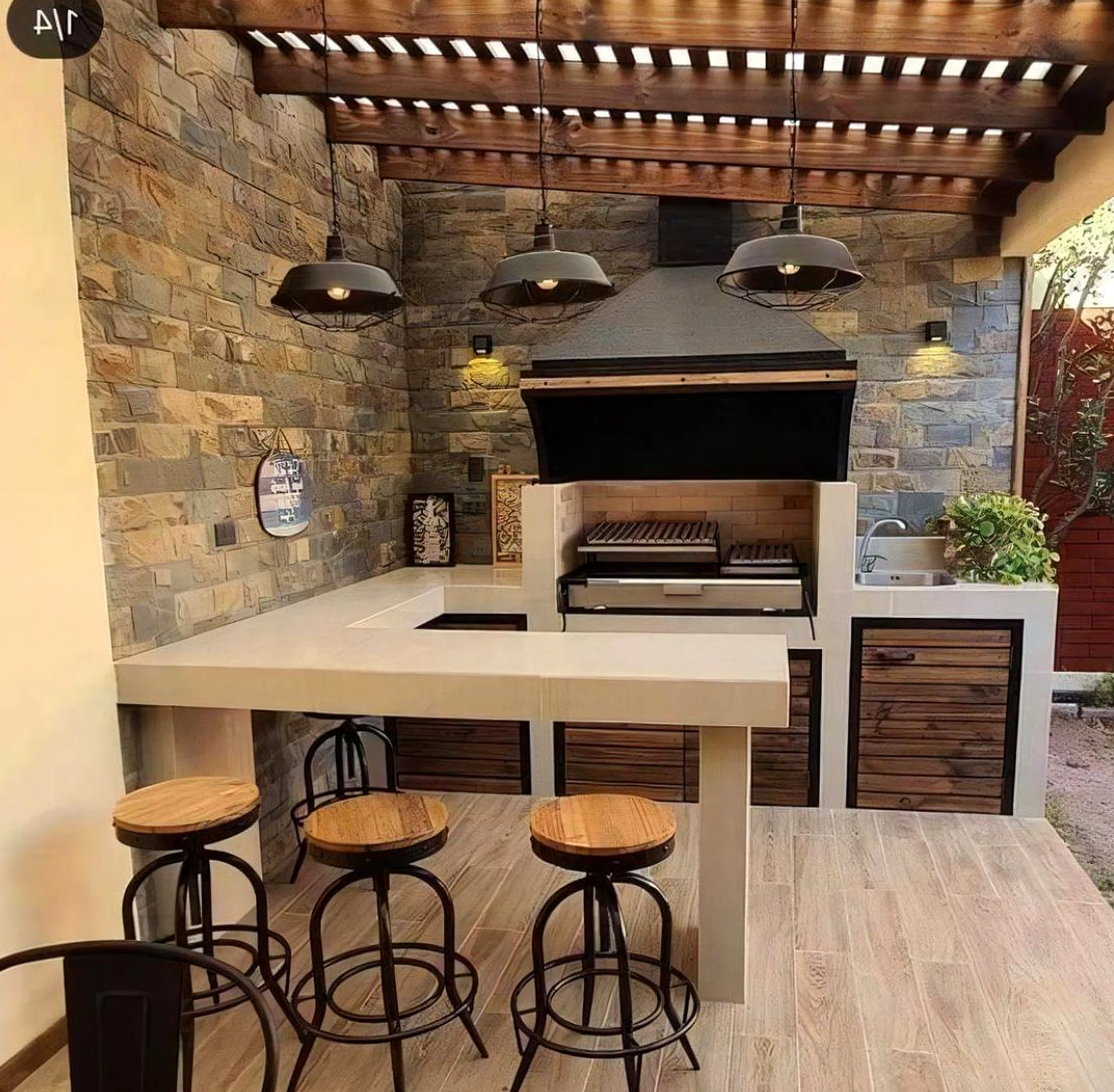 Balanced stone path introduces light into the view, keeping the atmosphere open and lived-in.