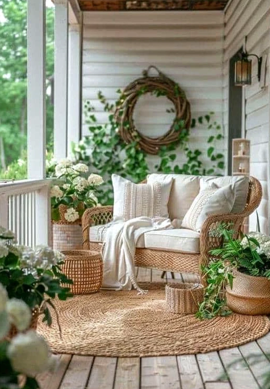 Warm stair landing anchors the backdrop with charm, giving the view a mood that feels bright but not busy.
