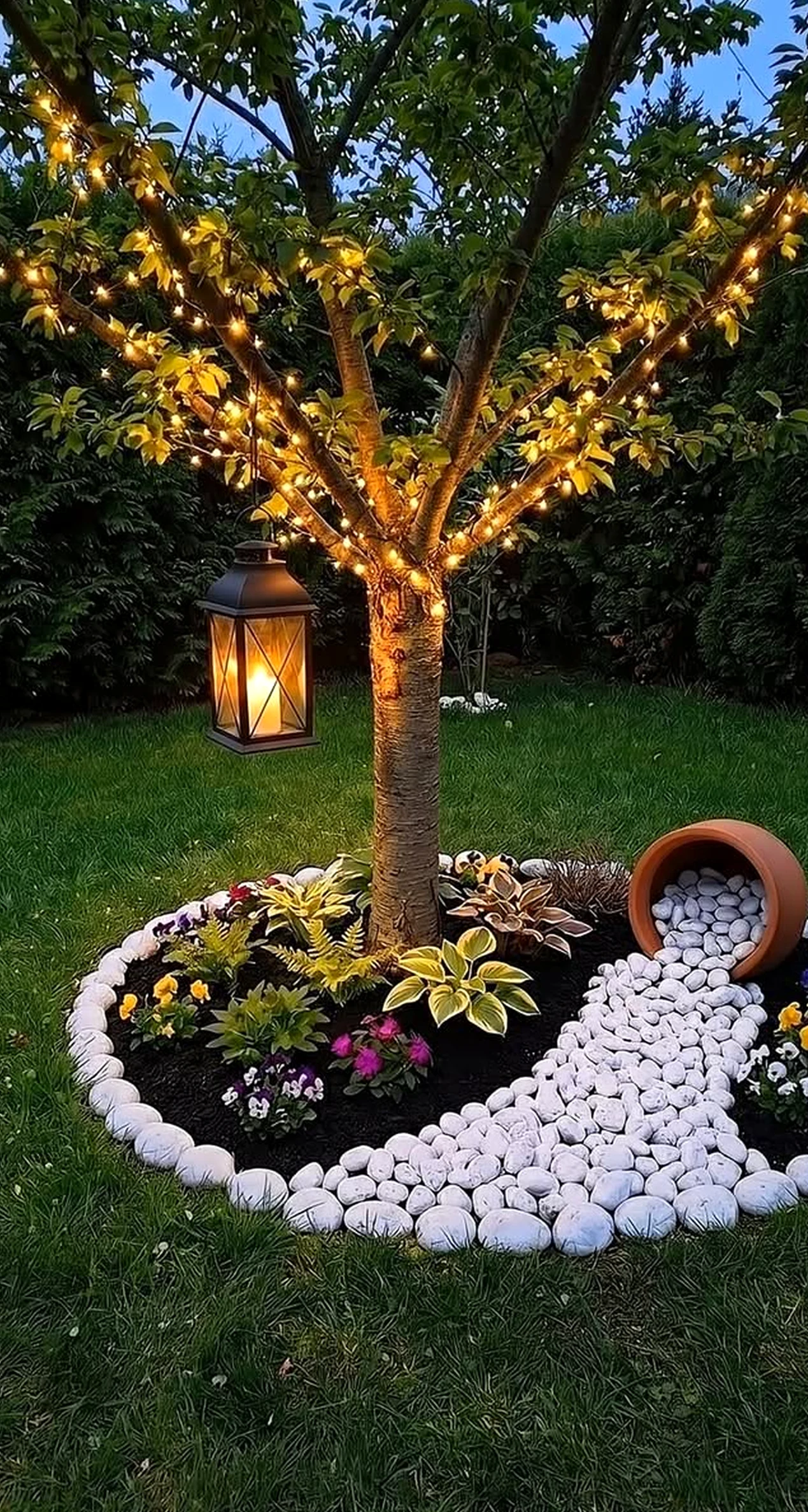 Elegant terrace table adds a clear layer of softness, helping the garden edge feel settled and welcoming.