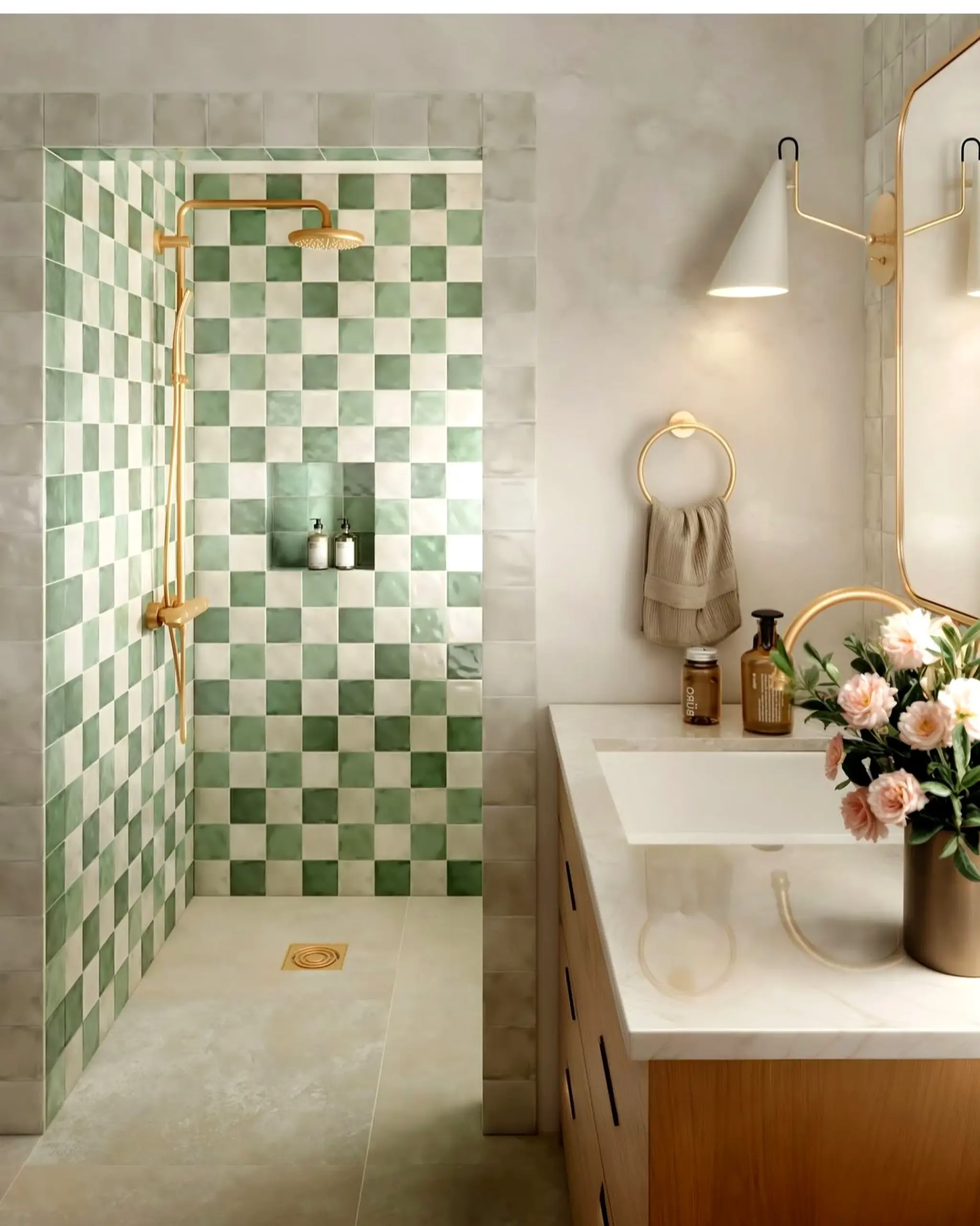 Balanced sunlit room frames the garden edge with texture, making the scene feel quietly finished.