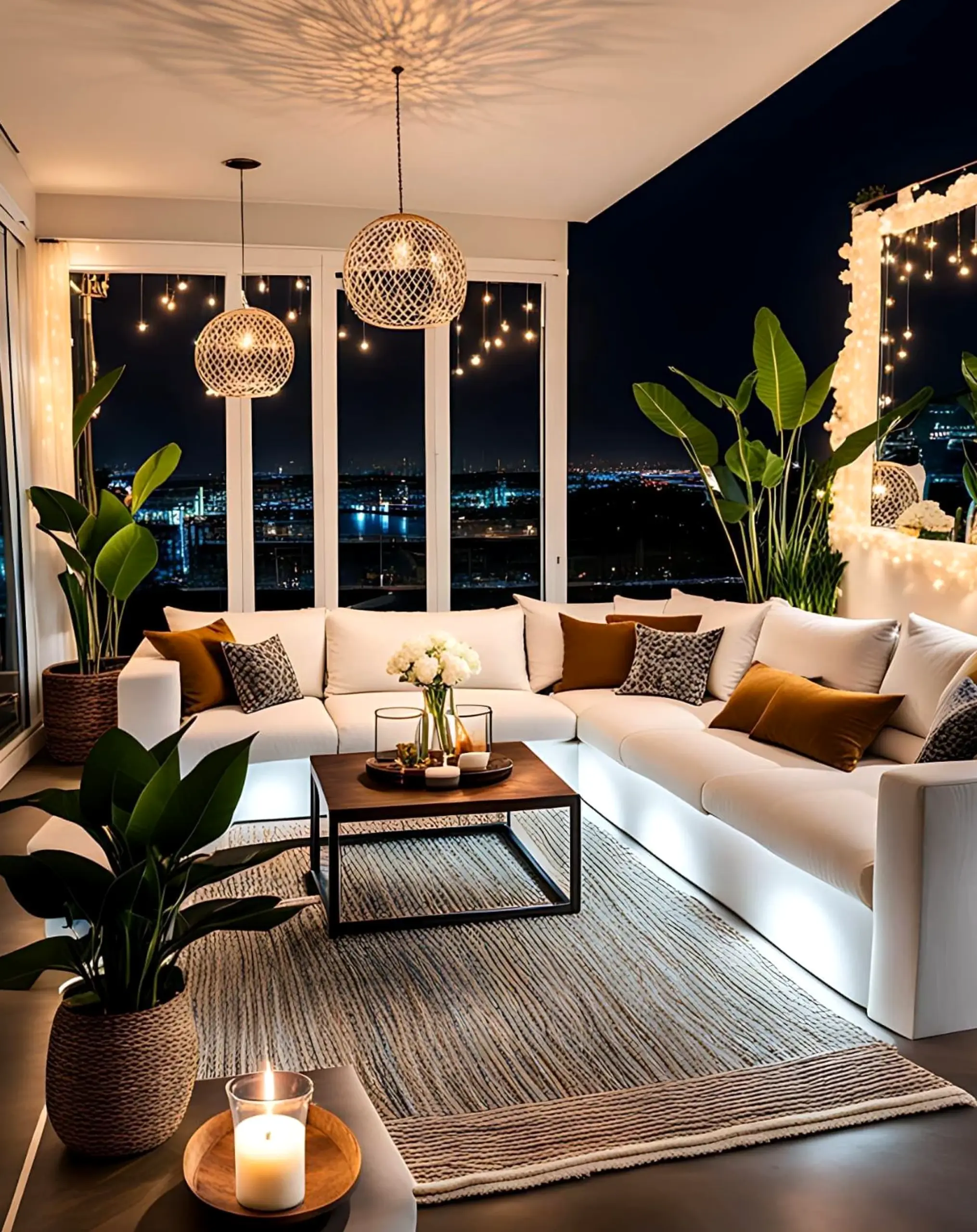 Textured colorful passage anchors the room with character, giving the view a mood that feels simple yet expressive.