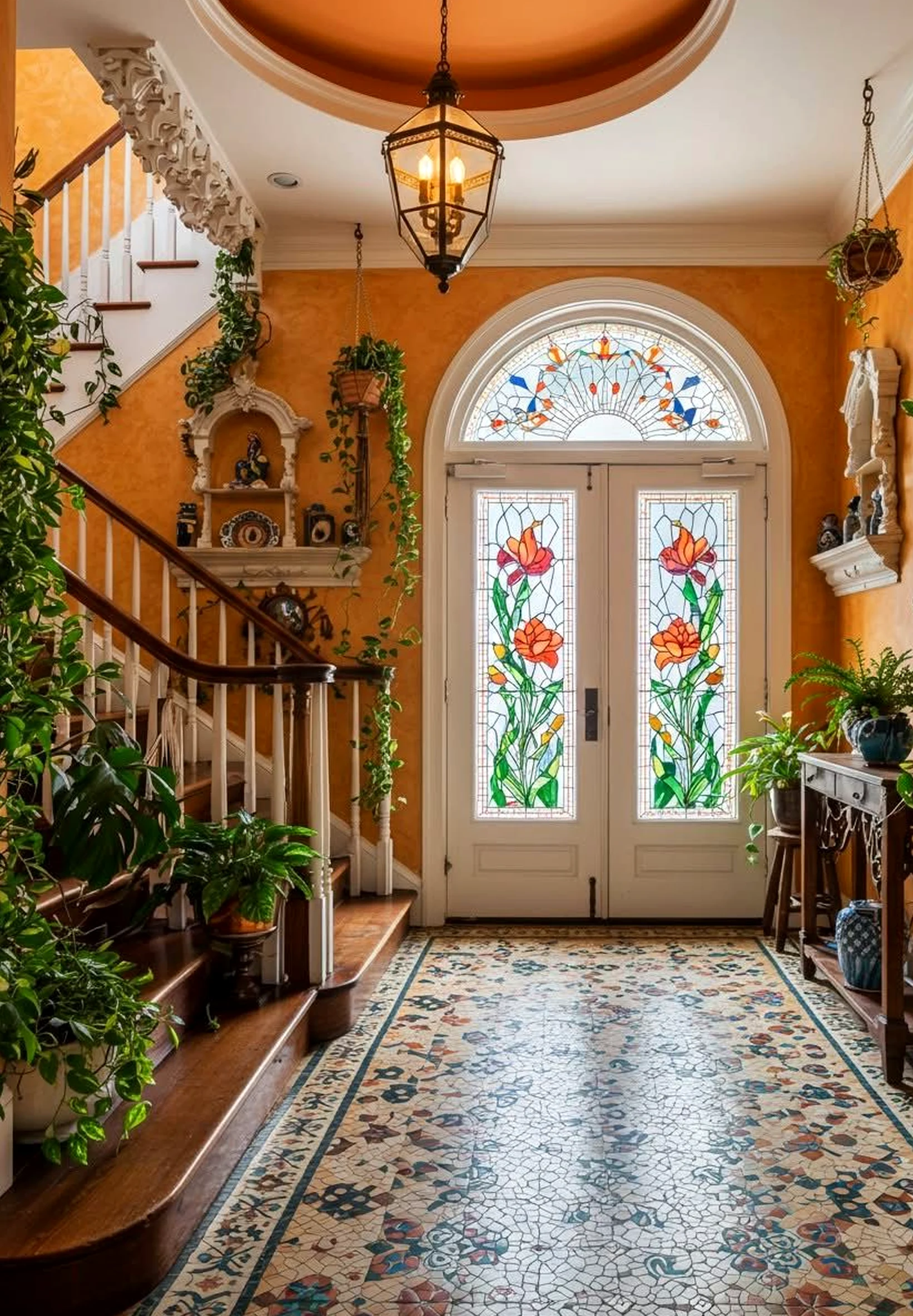 Bright colorful passage supports the setting through ease, leaving the space feeling bright but not busy.