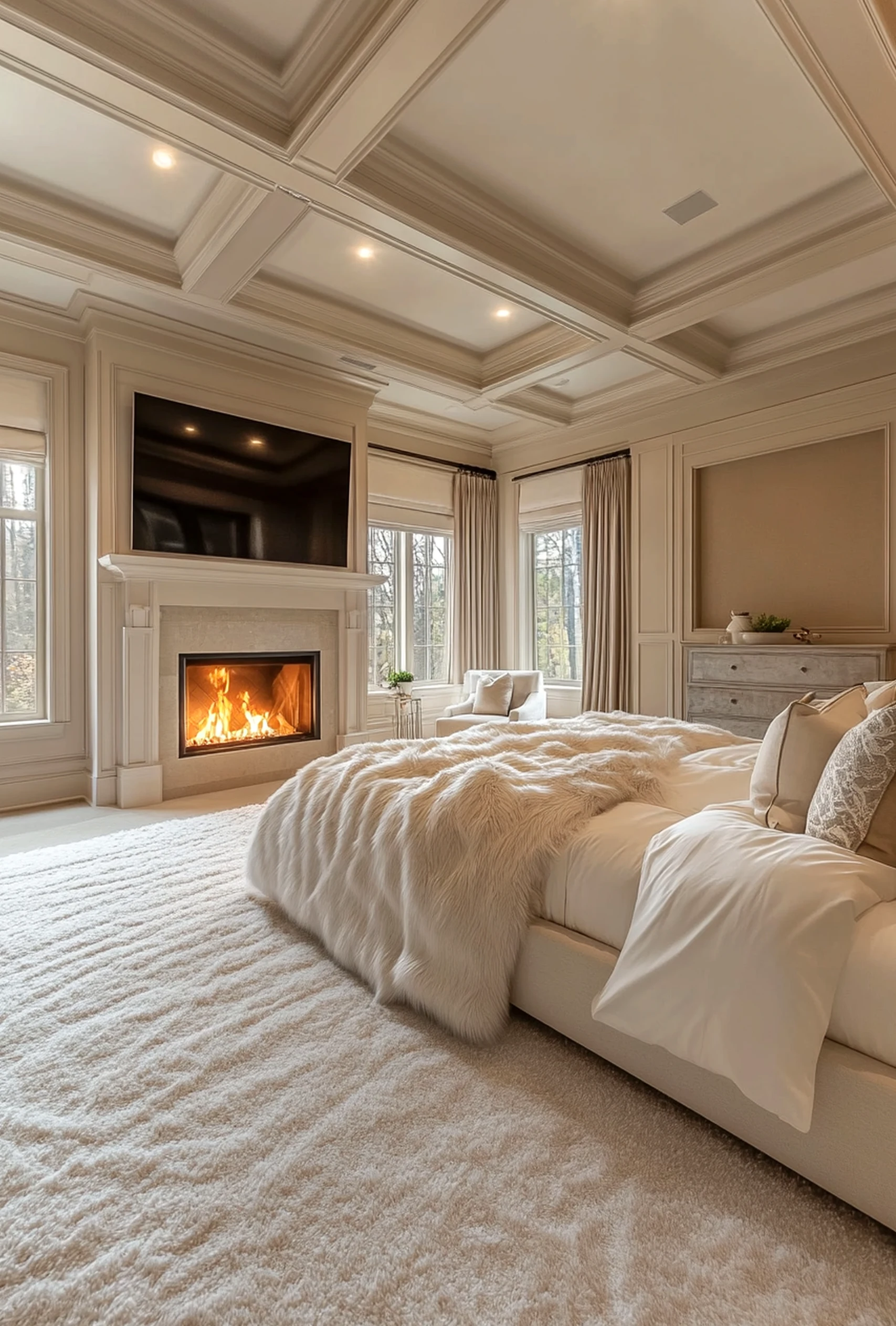 Cozy floral bed draws attention to detail while the design stays quietly finished.