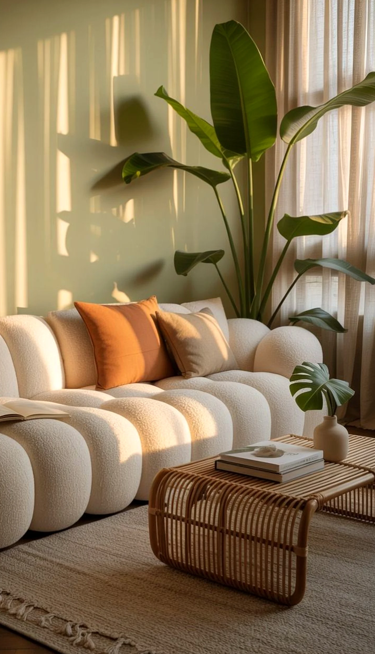 Inviting woven chair anchors the table with comfort, giving the view a mood that feels clear and inviting.