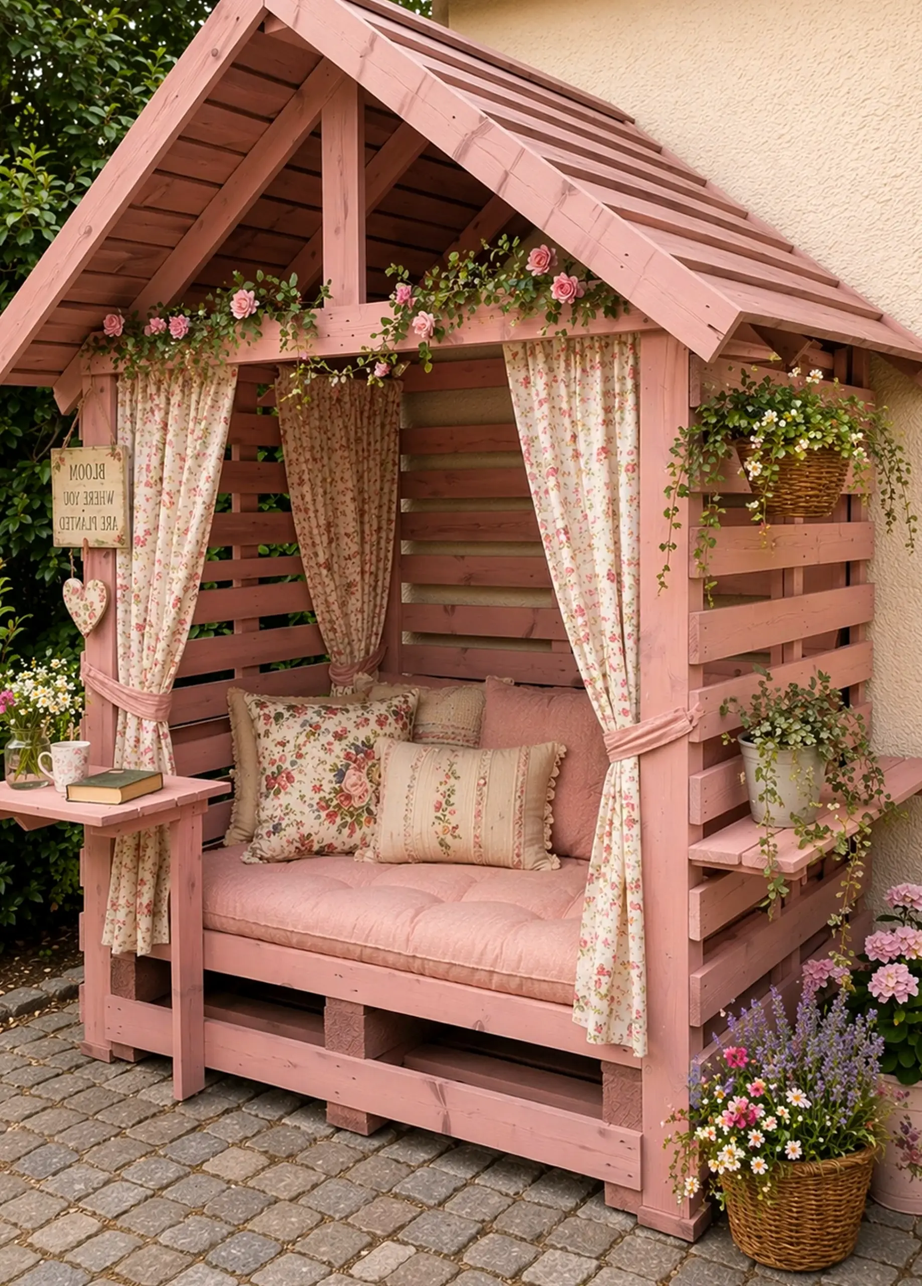 Graceful garden seating brings character to the garden edge, creating a mood that feels personal and relaxed.