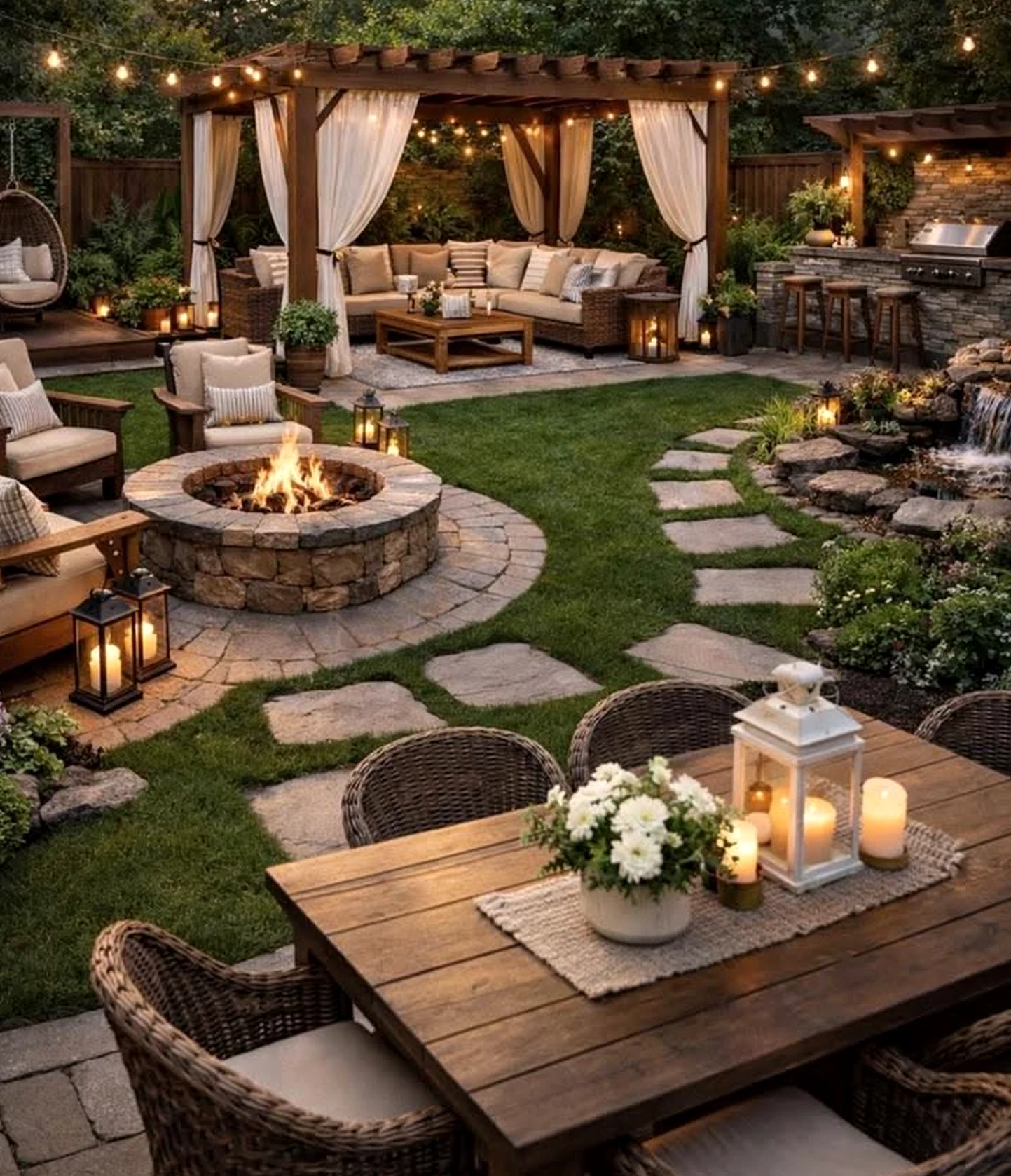 Balanced fireplace area gives the table more softness, so the whole view feels comfortable in daily use.