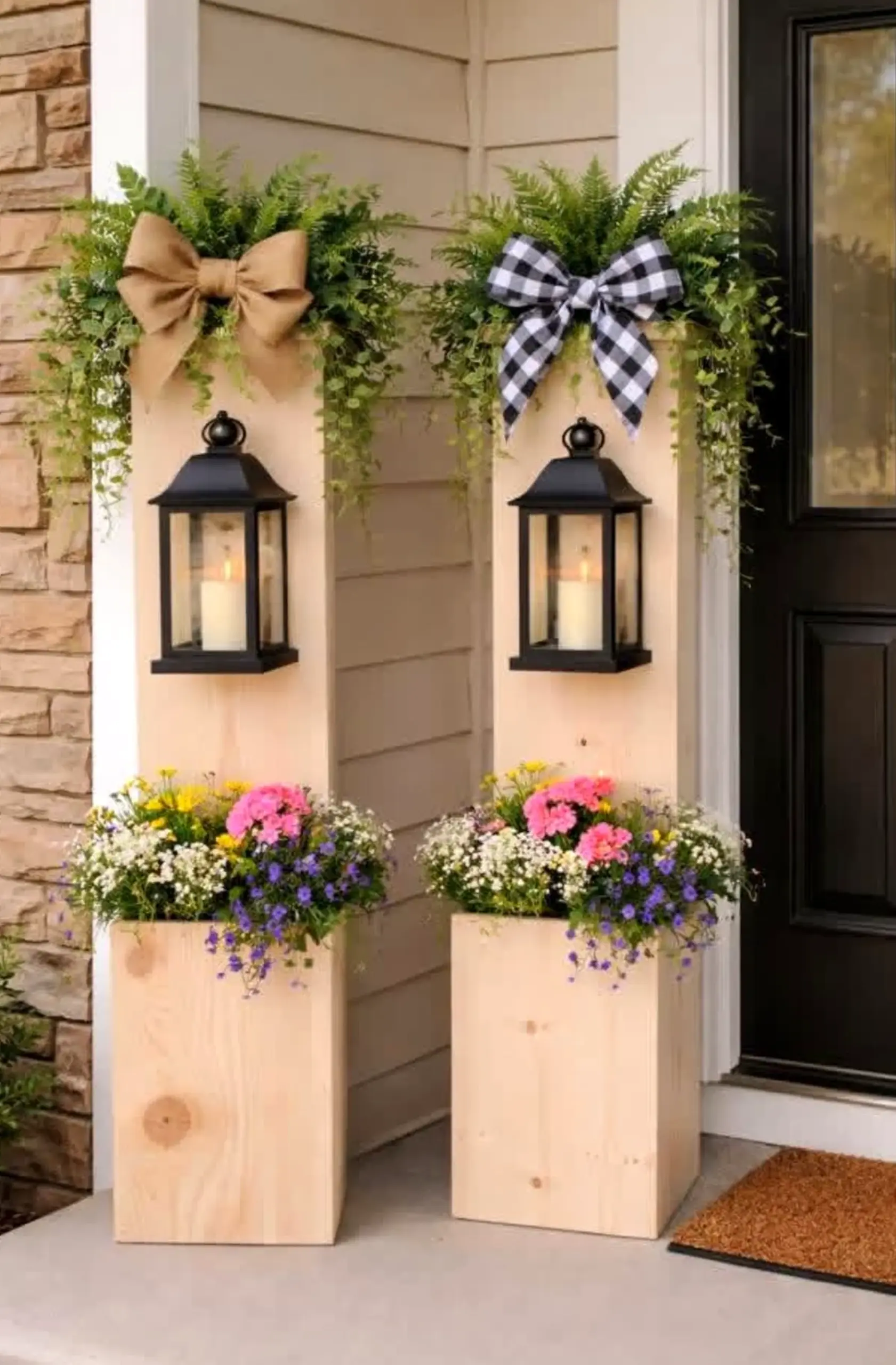 Relaxed painted door draws attention to charm while the setting stays soft at the edges.