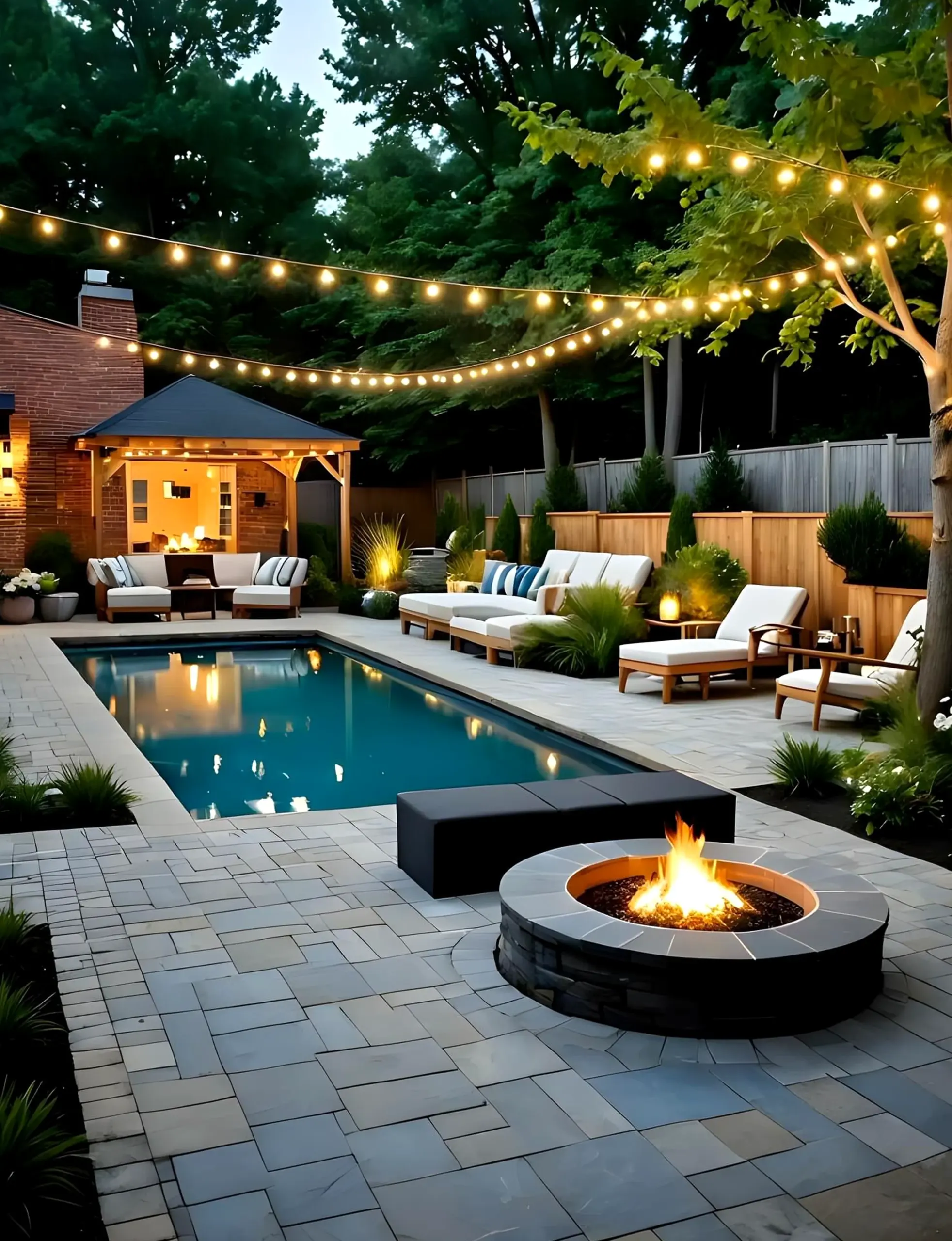 Layered outdoor lounge draws attention to softness while the setting stays fresh and intentional.