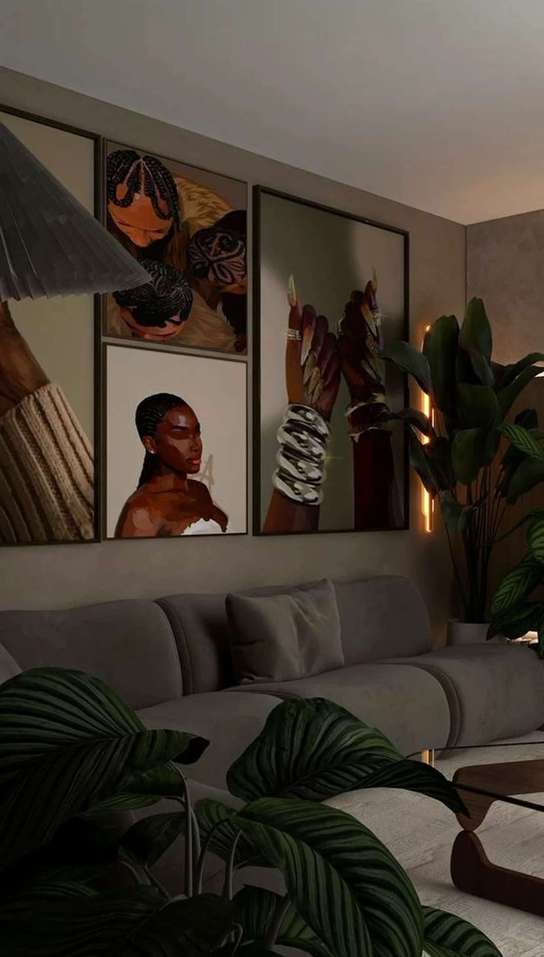 Soft plant shelf adds detail across the backdrop, giving the decor a finish that feels clear and inviting.