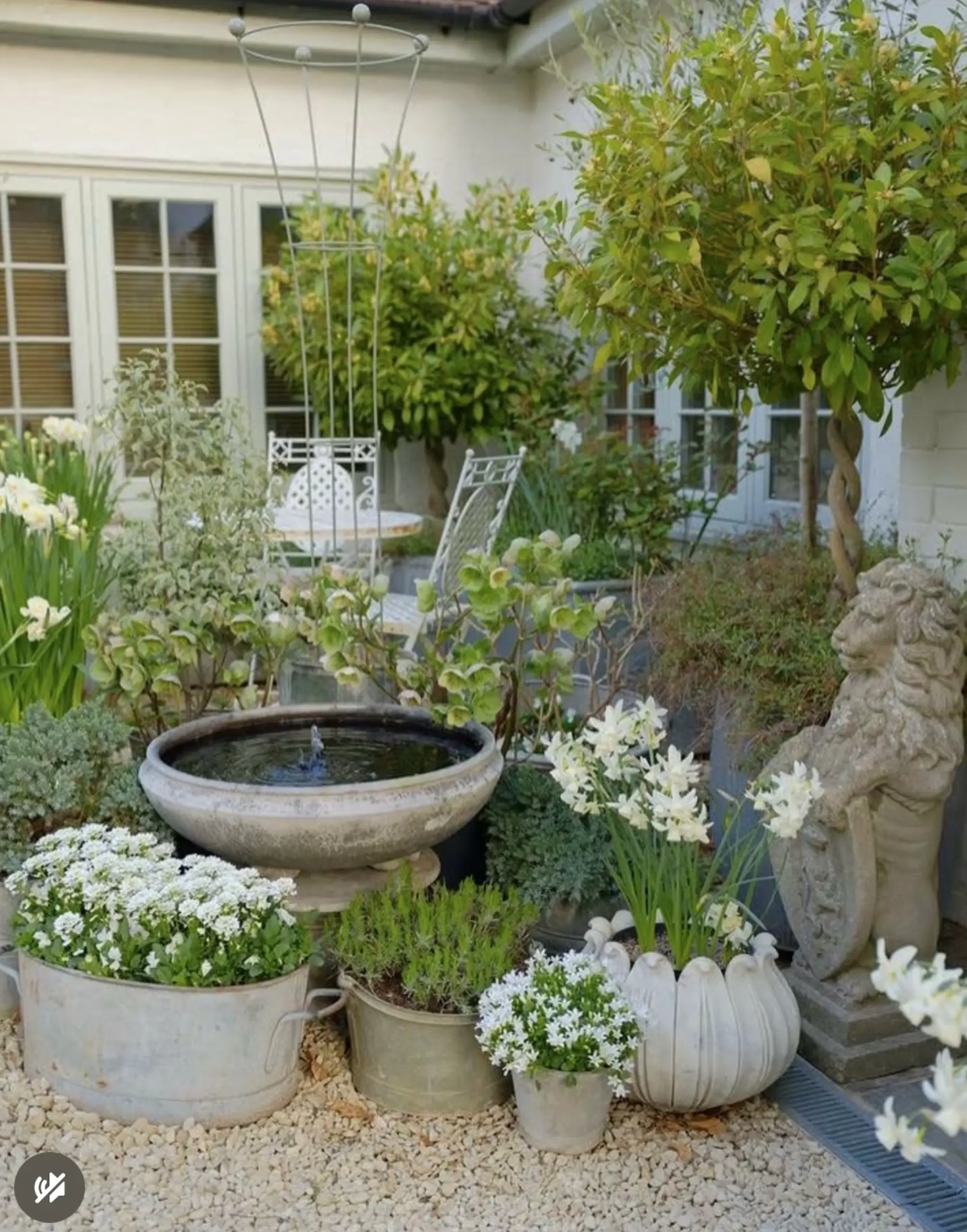 Leafy greenhouse corner brings rhythm to the room, creating a mood that feels settled and welcoming.