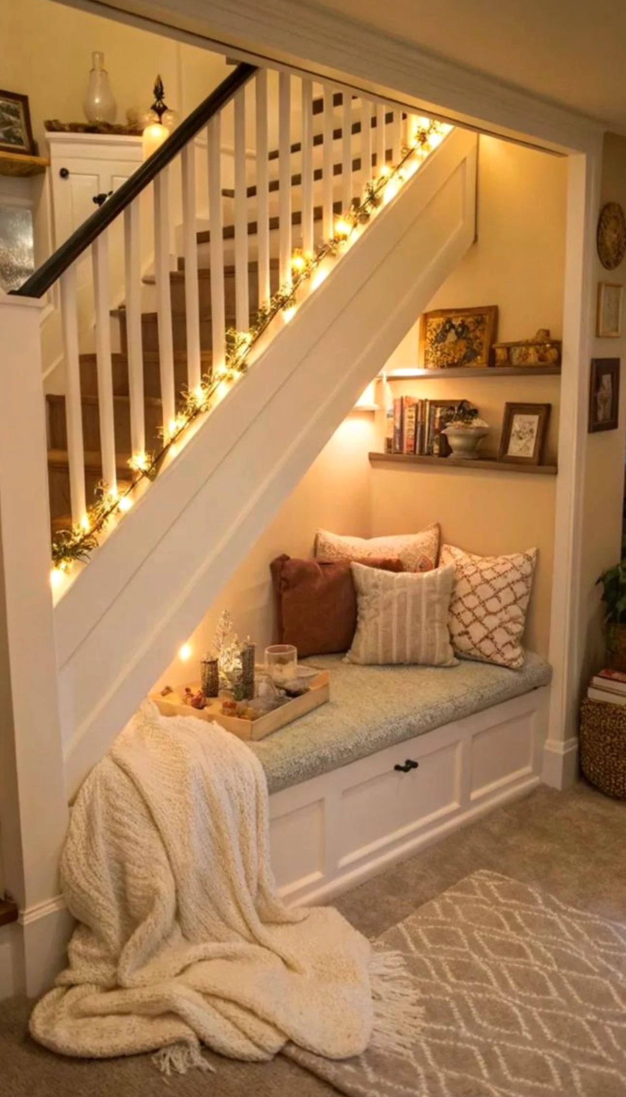Cozy breakfast table supports the entry through rhythm, leaving the space feeling visually grounded.