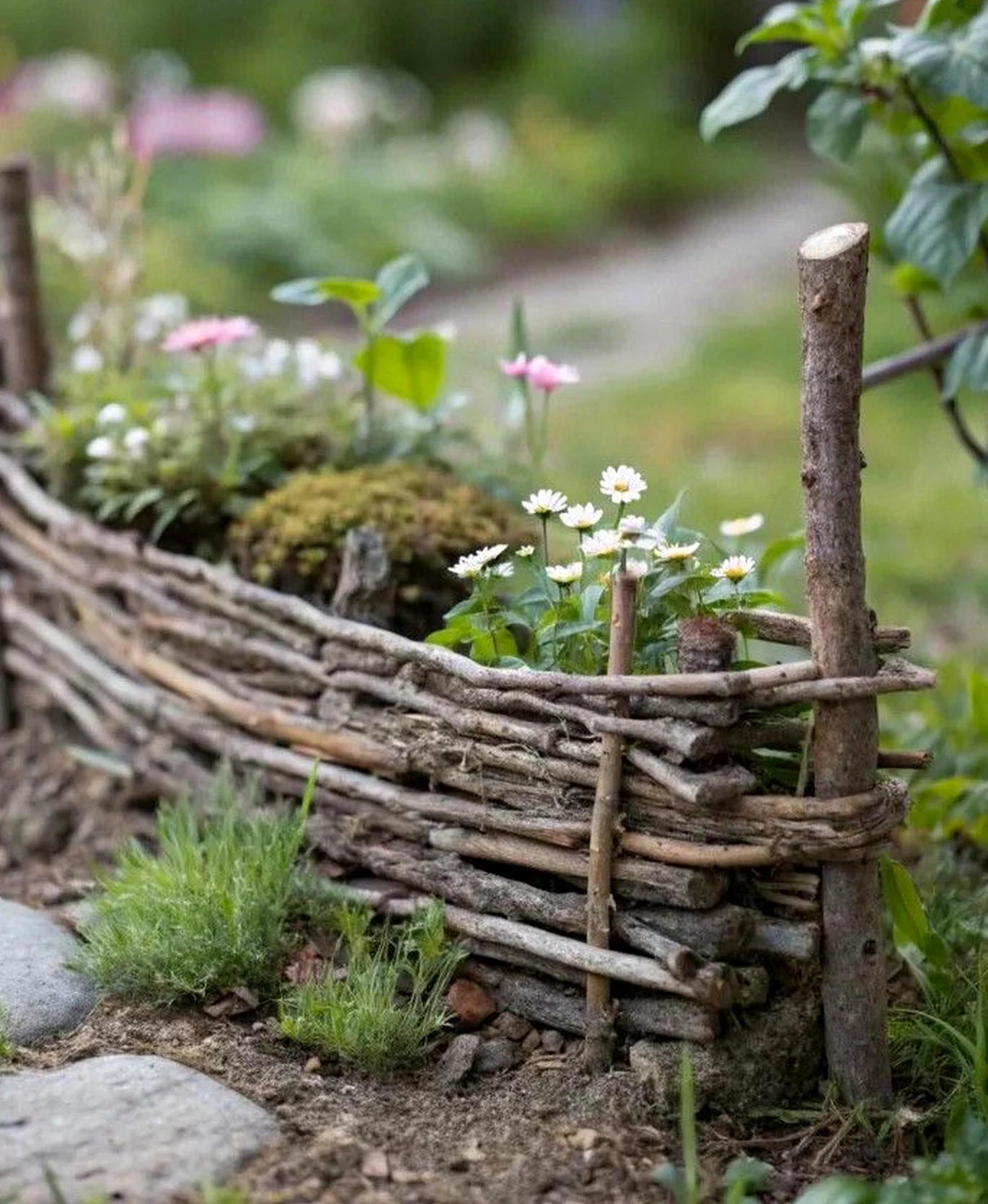Refined stone terrace gives the garden edge more freshness, so the whole view feels simple yet expressive.