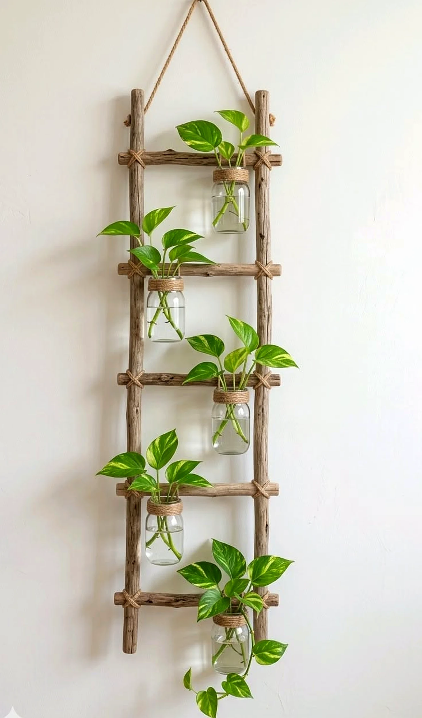 Graceful plant shelf adds personality across the entry, giving the decor a finish that feels quietly finished.