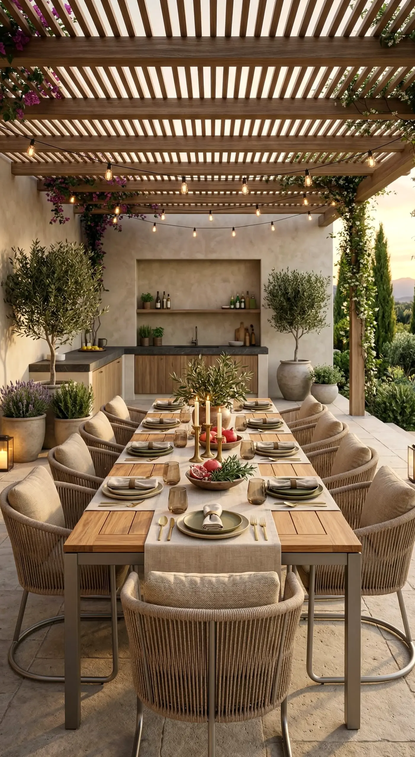 Polished window seat frames the garden edge with shape, making the scene feel fresh and intentional.