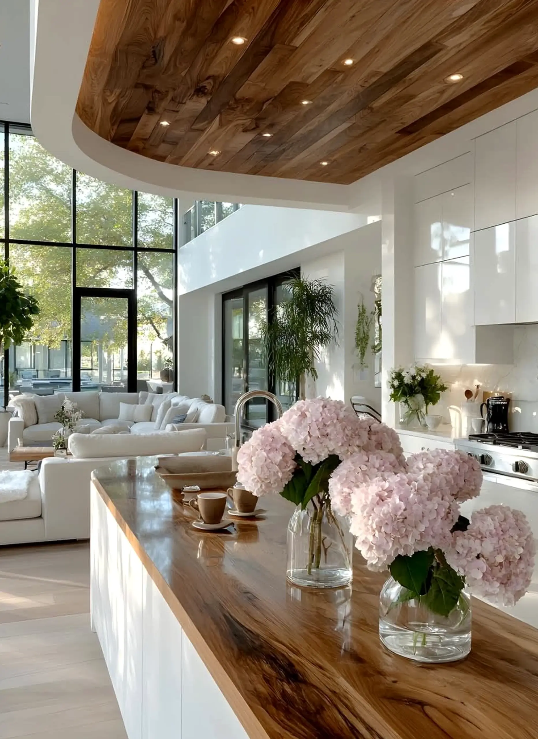 Fresh lamp detail anchors the outdoor space with detail, giving the view a mood that feels warm without clutter.