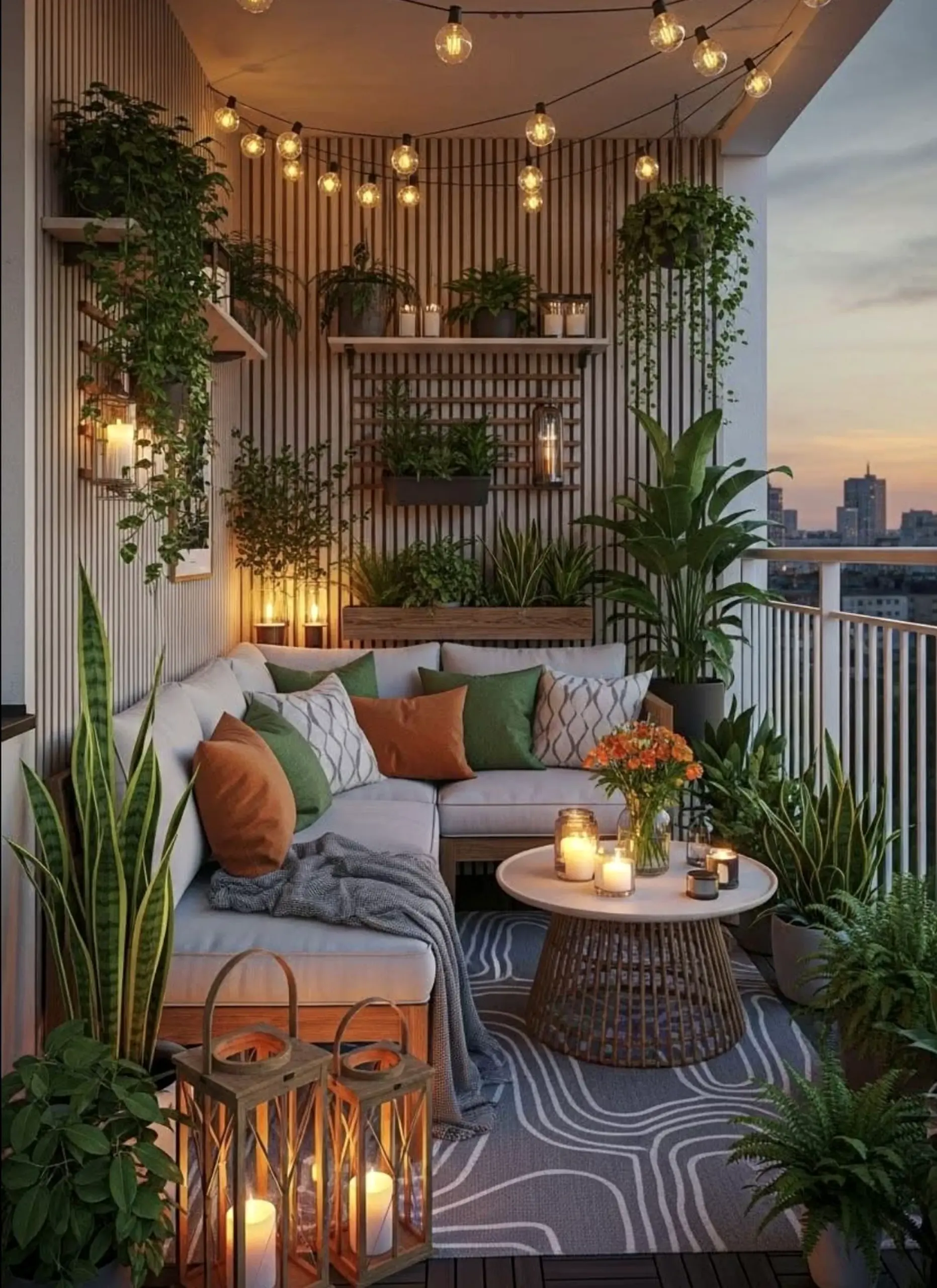 Airy floral bed draws attention to warmth while the backdrop stays bright but not busy.